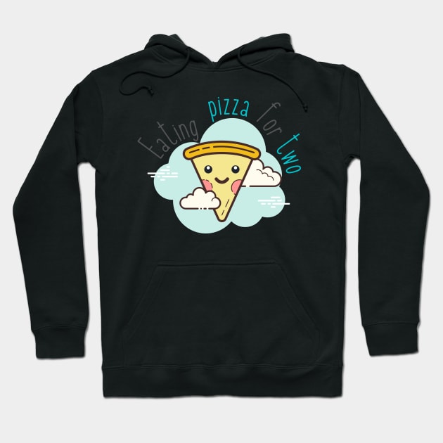 Illustrated Eating Pizza For Two | Smiley Pizza Slice Hoodie by casualism